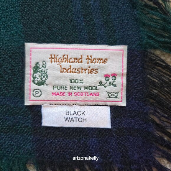 NWOT Large Wool Square Scarf Blackwatch Plaid Highland Homes Scotland - Picture 11 of 11